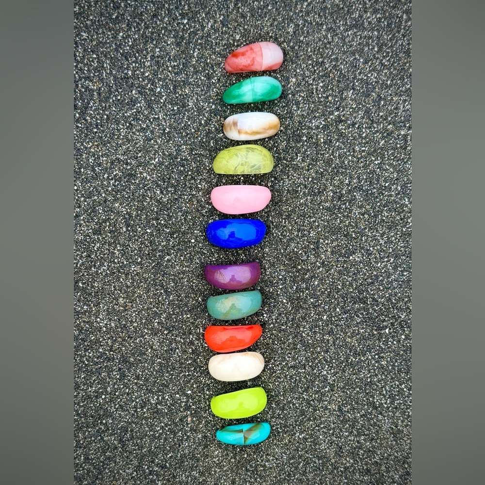 Set of 12 Multi-Color Resin Epoxy Set Bubble Stacking Rings/Size 7-8.75